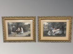 After Lilian Muray : A Mother Watching Her Children Playing in a Wheelbarrow, photogravure,