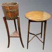 An oak tripod planter, height 91 cm,