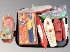 A Kleeware self propelled paddle boat with original box and several further boat models