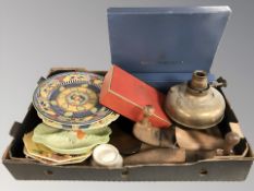 A group of ceramics including Royal Worcester, Royal Crown Derby porcelain cups in box,