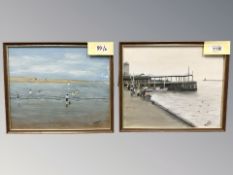 ** Bainbridge : Figures on The Fish Quay, North Shields, oil on panel, signed and dated Oct 1984,