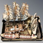 A group of scale model boats (1 box)