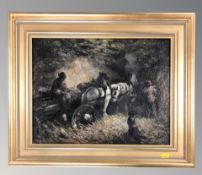 Manner of John Falconar Slater (1857-1937) A team of horses pulling a log, oil on canvas,