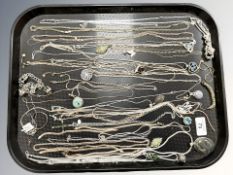 A group of Sterling silver, silver gilt and white metal jewellery including chains,