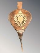 A Victorian oak and brass set of fire bellows, length 63 cm,