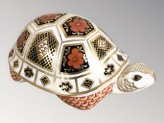 A Royal Crown Derby Tortoise paperweight with silver stopper