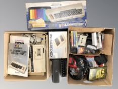 Computing components, Commodore 64 inc box, game cartridges including Sega, joy stick,