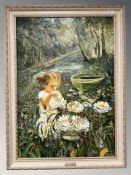 L Dobson : Eloise As Spring Awakes, oil on canvas, signed, 100 cm x 70 cm, framed.