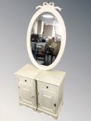 A pair of modern painted bedside stands,