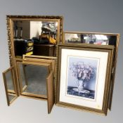 A group of modern gilt framed mirrors,