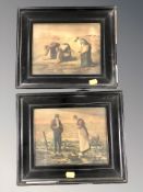 Two antiquarian prints after Jean Francois MIllet, each 17 cm x 21 cm,