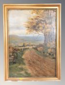 J Dobeson : A country path, oil on canvas,