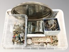 Assorted costume jewellery including simulated pearls, gold plated items, bangles,