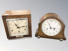 A Goldsmith's and Silversmith's mantle clock with presentation plaque dated 1945,