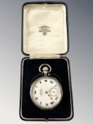 A silver pocket watch watch signed Northern Goldsmiths, movement supplied by Rolex,
