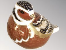 A Royal Crown Derby Robin paperweight with silver stopper