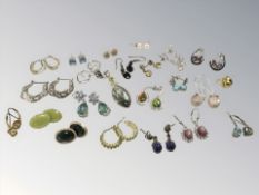 A group of earrings,