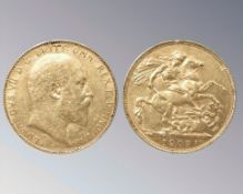 An Edward VII gold full sovereign 1909