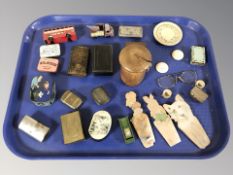 A group of trinket boxes including cloisonne example, further boxes, die cast cars,