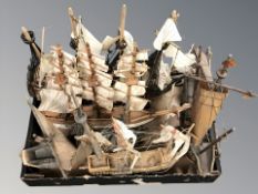 A group of scale model boats (1 box)