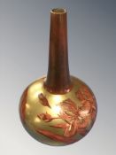 A T Forrester Art Nouveau oval vase decorated with iris,