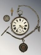 A silver open-faced pocket watch, the lever movement signed G Holdsworth, South Shields,