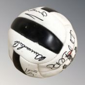 A Newcastle Breweries football with NUFC team signatures including Peter Beardsley and others