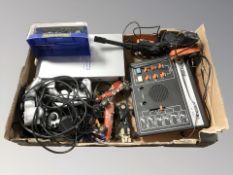 A Sony PS2 console, controllers, Binatone Tv master MkVI system with gun,