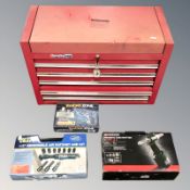 A Superline Pro enamelled tool box, a box air ratchet,