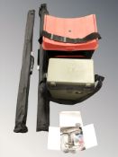 Two plastic fishing boxes, Vigor LN 70FD reel,