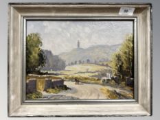 William Henry Burns (1924 - 1995) : Scrabo Tower, Newtownards, oil on panel, signed, 21 cm x 29 cm,