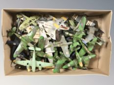 A group of die cast scale model aircraft.