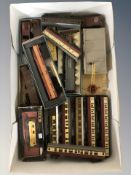 A group of Triang and Athearn OO gauge passenger cars and other rolling stock, model building, etc.