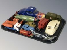 A group of tin plate and die cast models including Ertl,