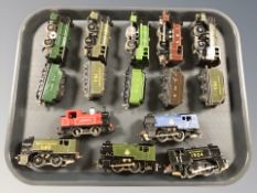 A group of die cast locomotives and tenders including Trix.