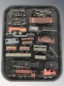 Die cast and tin plate locomotives, wagons and other rolling stock including Trix.