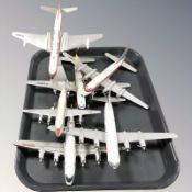 A group of Corgi die cast metal aircraft.