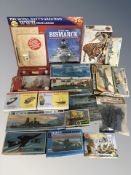 Assorted scale modelling kits including Airfix, Matchbox, etc.