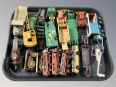 20th century tin plate construction vehicles, wagons, crane, tractor, helicopter,