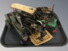 A group of hand-made models of steam engines