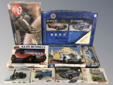 Assorted vehicle scale modelling kits including Airfix, Italeri.
