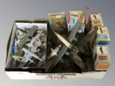 A group of 20th century die cast scale model aircraft and several vehicle modelling kits including