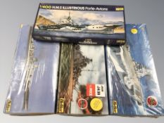 Four 1/100 scale naval modelling kits by Heller