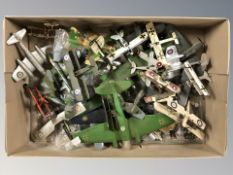 A group of die cast scale model aircraft.
