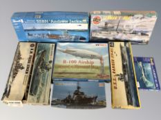Various naval and aircraft scale modelling kits including Airfix, Italeri, etc.