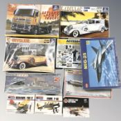 A group of naval, aircraft and other modelling kits including Airfix,