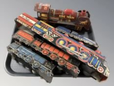 A group of 20th century English and Japanese tin plate locomotives.