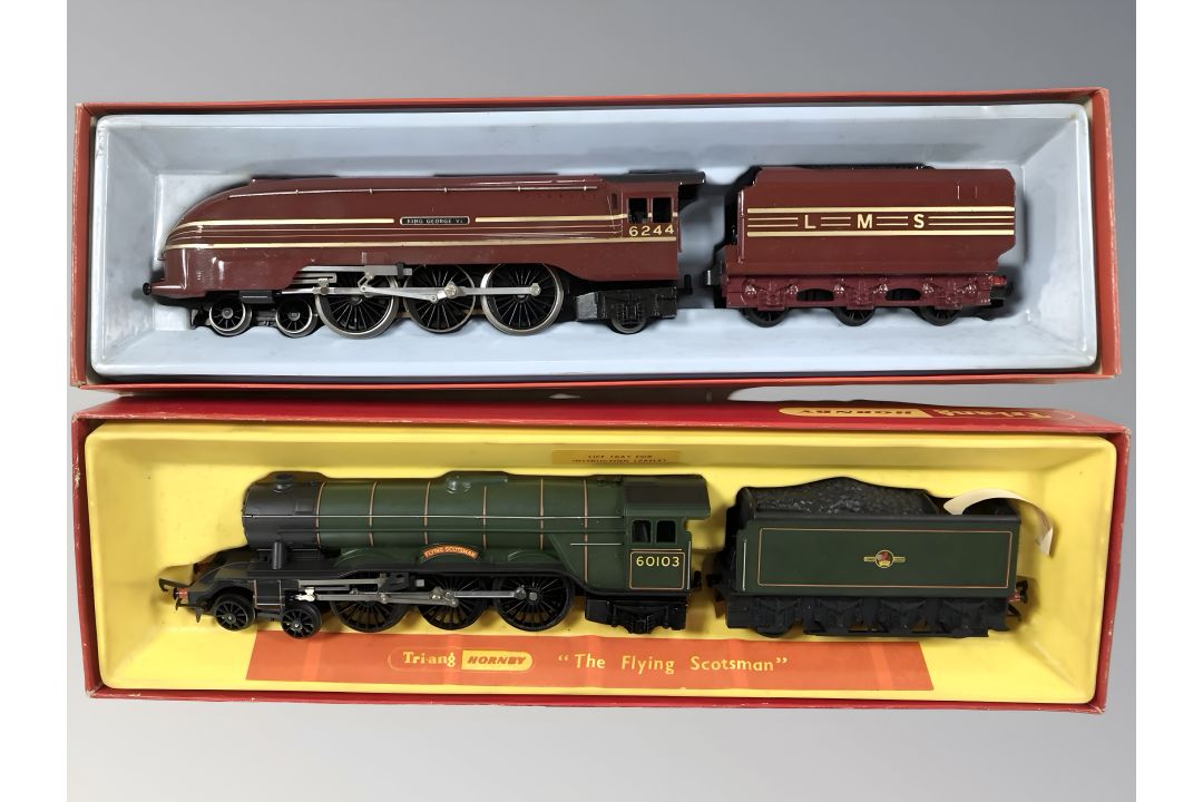 A Hornby Triang 871 S 4-6-2- Coronation locomotive and a further Flying Scotsman locomotive and