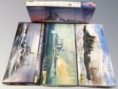 Four 1/100 scale naval modelling kits by Heller
