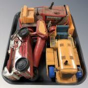 A tin plate wind up diesel tractor and two further bulldozers.